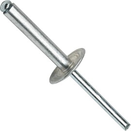 Fastenere Large Flange Pop Rivets - 3/16" x 1" (50 Pack) Aluminum Body Steel Mandrel, Heavy Duty Dome Head Blind Rivets, Open End 6-16 Gap .876" - 1.00" - Corrosion Resistant, High Shear Strength