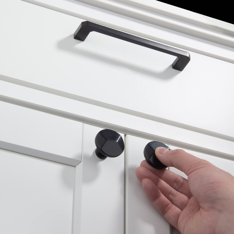 TUNNY 10 Pack Modern Cabinet Handles-5"/128mm Screw Spacing Matte Black