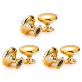 Set of 6 Gold Round Chest of Drawers Knobs, Drawer Knobs Set, Chrome Shiny Zinc Alloy Mushroom Type Single Hole Furniture Knobs, Furniture Handles, Furniture Knob, Drawer Handles, Knob for Cupboard,