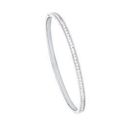 s.Oliver bangle stainless steel woman bracelet, with crystal, 6.2 cm, silver, comes in jewelry gift box