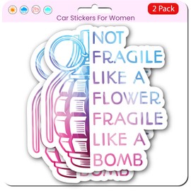 United by Color Not Fragile Like A Flower Fragile Like A Bomb (2 Pack) – Waterproof, Fade Resistant Funny Women Stickers – Perfect for Car, Bumper, Water Bottles, Laptop