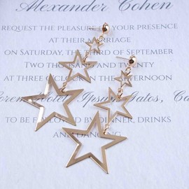Erimberate Bohemian Star Dangle Earrings Gold Star Drop Earrings Hollow Star Dangling Earrings Long Triple Star Stud Earrings Jewelry for Women and Girls (Gold)