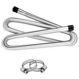 NRC&XRC 1Pack Air Exhaust Pipe Heater Pipe Parking Pipe Diesel Gas Vent Hose Stainless Steel 2.5cm/1in Inner With Camps&Protective Covers (Pipe Length:250cm)