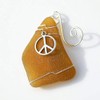 Custom Surf Tumbled Sea Glass Ornament with a Silver Peace