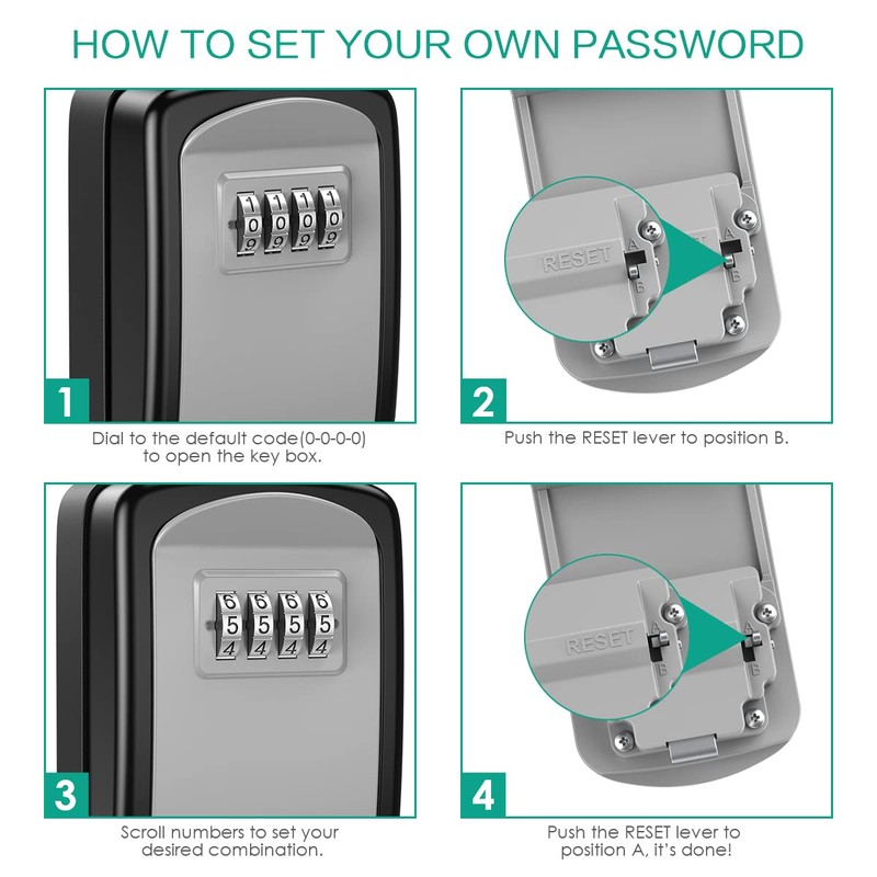 ORIA Key Lock Box, 4 Digit Combination Safe Lock Box