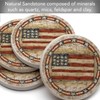 Thirstystone Americana Natural Sandstone Coaster 4 Pack Eco-Friendly, Absorbent, Easily