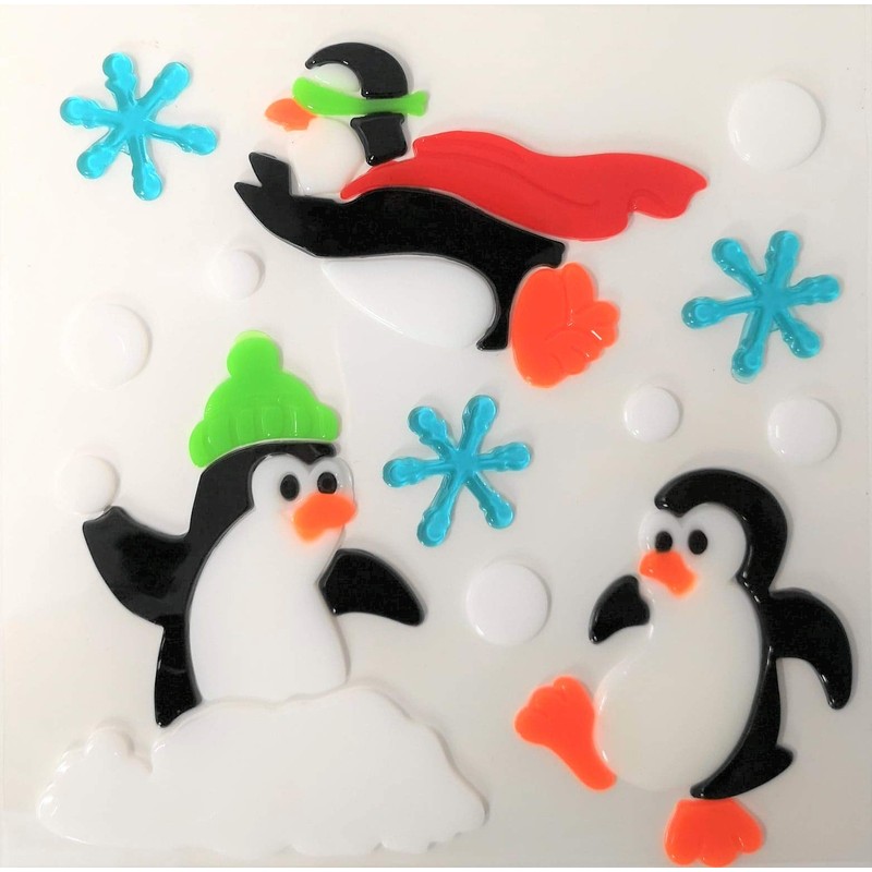 Christmas Window Stickers, 4 Sheets, Christmas Gel Clings (Design 2)