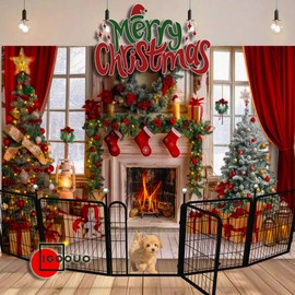 IGOOUO Dog Playpen Indoor/Outdoor,24'' Puppy playpen with Easy-Carry Straps,8 Panels Dog Pen Play Pen for Small Dogs,Rustproof Pet Playpen for Camping RV Yard(with One Door)