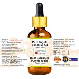 Greenwood Essential Pure Tagete Essential Oil (Tagetes minuta) with Glass Dropper 100% Natural Therapeutic Grade Steam Distilled for Personal Care 100ml (3.38oz)