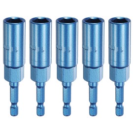 HARFINGTON 5pcs Nut Driver 11mm Hex Drive Socket CR-V Steel Power Screw Drill Bits Socket Wrench Tools with 1/4" Quick Change Hex Shank for Power Drills Impact Drivers, Blue