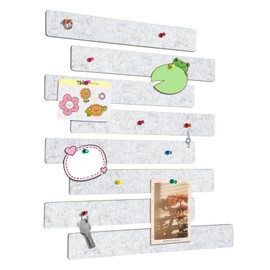 GoTiling Felt Pin Board Bar Strips Self-Adhesive Lightweight Bulletin Board Strips No Damage for Wall Better Than Cork Board Decorative Memo Boards with 40 Push Pins for Home Office Classroom, 8 Pack
