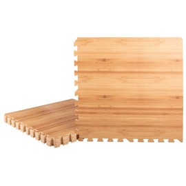 EVA Foam Floor Tiles 6-Pack - 24 SQFT Puzzle Mats for Floor - Interlocking Foam Tiles for Family Room or Gym Flooring by Stalwart (Light Woodgrain)