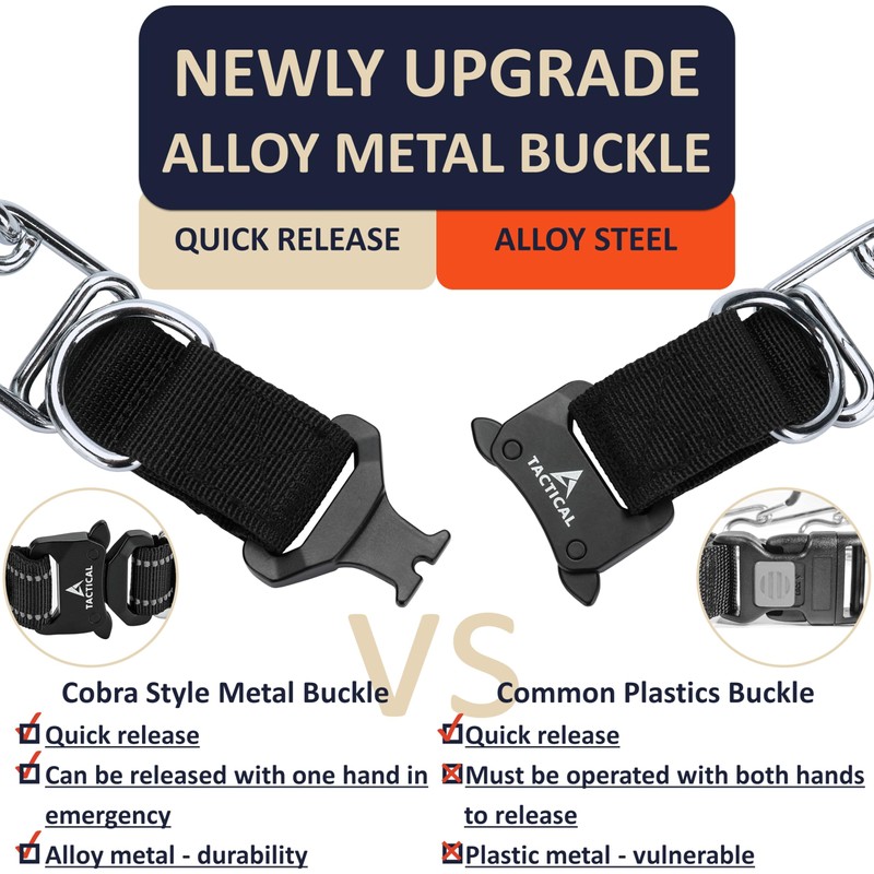 DEYACE Dog Training Collar with Quick-Release Buckle, Adjustable Stainless Steel