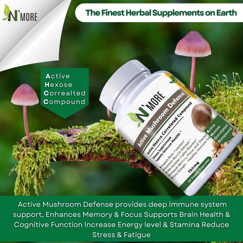 N' MORE Six Active Mushroom Defense Dietary Supplement Supports Immune
