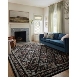 Loloi Rifle Paper Co. x Laurel Black 5'-3" x 7'-8" Area Rug