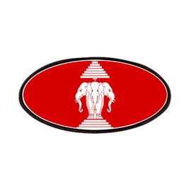 CafePress Lao/Laos Erawan Three Headed Elephant Flag Patch, 4x2in Printed Novelty Applique Patch