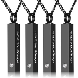 4 Pcs Custom Urn Necklaces for Ashes Cremation Urn Pendant Engraved Name/Date Stainless Steel Memory Jewelry for Ashes Cube Ashes Necklace for Women Men