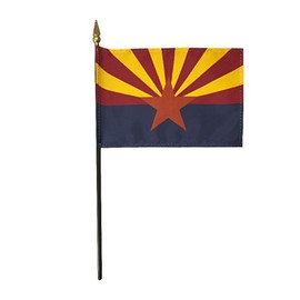 Arizona State Flag Rayon On Staff 4 in. x 6 in. - Made in the USA from Flags Unlimited