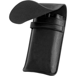 Dom Teporna Genuine Leather Pen Case, 1, 2, 3 Fountain Pen, Simple, Stylish, Italian Leather, Compact, Pencil Case, Pen Holder, Stationery, black/3-pack, Classic