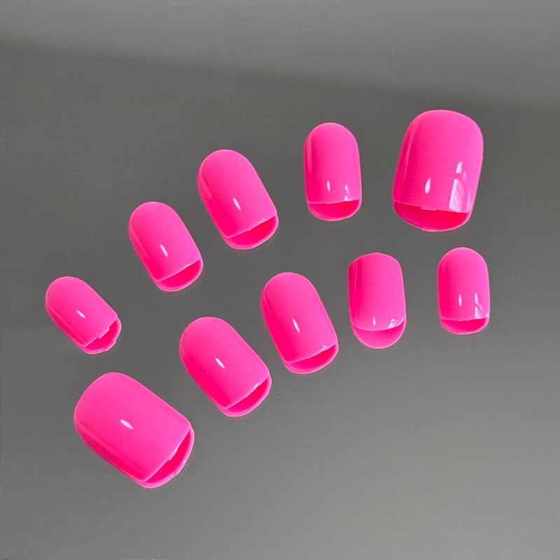 24 Pcs Solid Pink Christmas Nails - Medium Acrylic Press