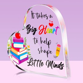 Teacher Appreciation Day Gift for Women Teacher Birthday Gift from Student Paperweight Keepsake Thank You Teacher Gift for Back to School First Day of School (6 x 6.3 x 0.6 in, Big Heart)