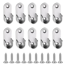 10 Stücke Kleiderstangenhalter,Schrankrohrlager,Oval Halterung für Kleidung, Garderobenrohrhalterung aus Zinklegierung für Stangen mit 16 mm Durchmesser und 20 Stücke Schrauben