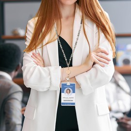 najdeiuyt Retractable Lanyards for id Badges for Women Cute Teacher Lanyard with id Badges Holder, Natural Stone Cream Crystal Beaded Lanyards for id Badge and Keys Cruise School Office