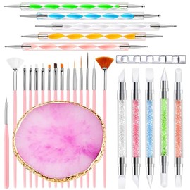 Juego de 27 herramientas de arte de uñas, pincel de arte de uñas, paleta de arte de uñas de resina, 5 bolígrafos de escultura de arte de uñas, bolígra