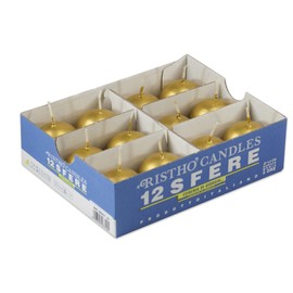 Cereria di Giorgio - 12 Candele Sfera - Diametro 4.5 cm - Colore Oro - Durata 5 Ore