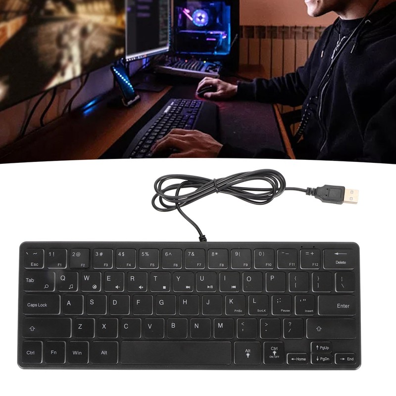 64 Keys RGB Backlit Keyboard USB Wired Gaming Keyboard Portable