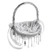 Wedding Flower Girl Basket Silver Hand Flower Basket Romantic Rhinestone