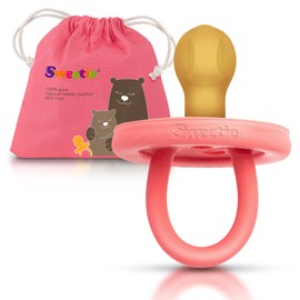 SWEETIE Rubber Pacifier Natural Rubber Pacifier Rounded Pink (Pink, 0-6 Month)