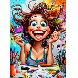 AIRDEA Artist Diamond Art Painting Kits for Adults,5D Diamond Dots Kits for Beginner,Happy Painter Peinture Diamant Kits 30x40 cm,Round Full Drill