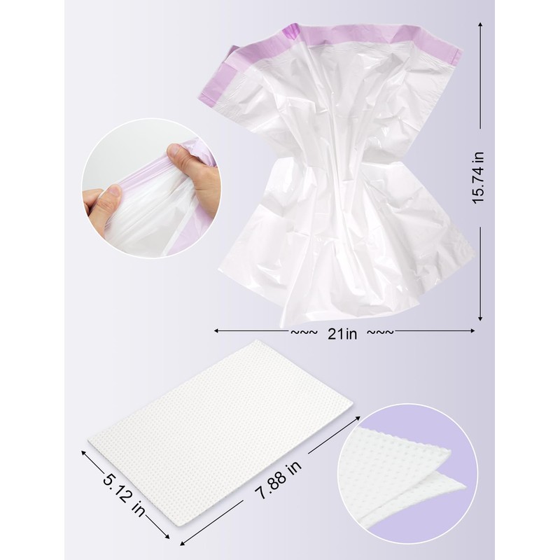 Beside Commode Liners with Absorbent Pads - Set with Disposable