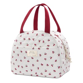 Lunch Box for Women,Cute Quilted Lunch Tote Bag,Reusable Insulated Lunch Box,Large Capacity Cooler Bag with Compartments for Work, Picnics or Travelling