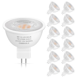 Yochoice 12-Pack MR16 LED Dimmable Light Bulb 70 Watt Halogen Equivalent, 2700K Warm White 7W GU5.3 12V Low Voltage Spotlight Bulb, Track Light Bulb for Outdoor Flood Landscape Lighting