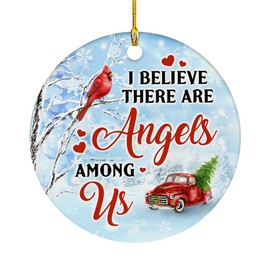 Oldchi Christmas Cardinal Ornaments, Red Cardinal Ornament Hanging on Tree for Decoration, I Believe There are Angels Among Us