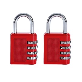HRLORK Combination Padlock 2 Packs School Locker Lock Outdoor Weatherproof Digit Padlock Resettable Code Lock Red