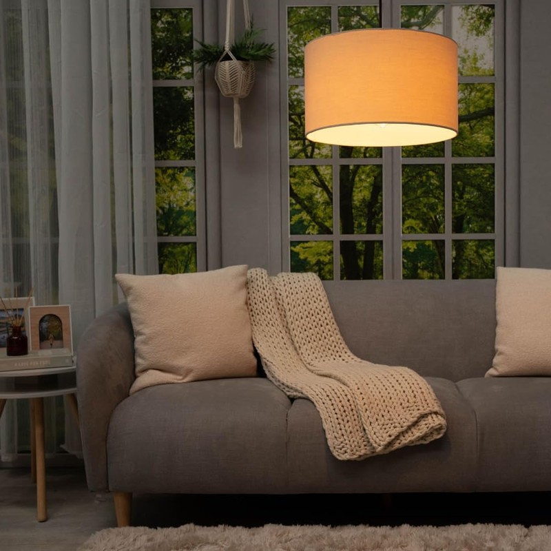 MiniSun | Medium Modern Natural Fabric Drum Light Shade |