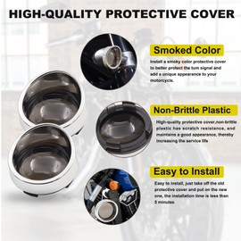 2PCS Smoke Turn Signal Lens Cover,2" Bullet Motorcycle Turn Signal Bezels Lens Cover Indicators Light Lens Cover Compatible with Sportster Street Electra Glide Road King Fatboy