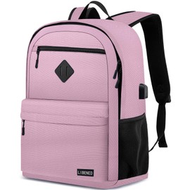 LIBENED - Mochila para hombre, mochila para portátil para viajes, Rosado, 15.6'', Clásico moderno