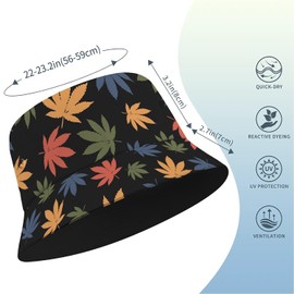 Fishing Hat Fashionable Summer Hat Reversible Design Pink Bird Fashionable Summer Bucket Hat Fishing Hat for Men and Women, Tropical leaf, M