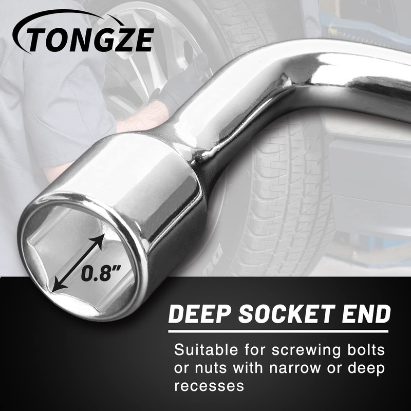Tongze 19mm Tire Iron Lug Wrench: L-type Lug Nut Wrench