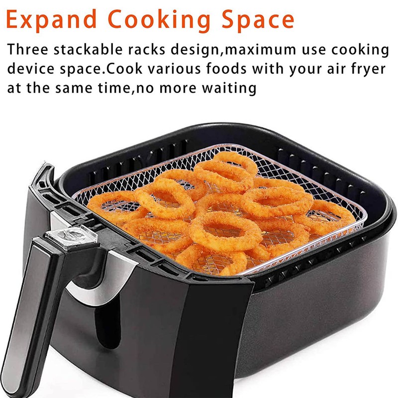 3 Layer Fryer Grilling Rack Stainless Steel Fryer Stakable Racks