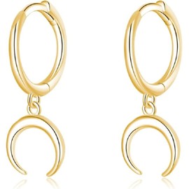 Moon Earrings Hoop for Women Teen Girls Small Moon Hoop Earrings Geometric Crescent Earrings (Golden, One Size)