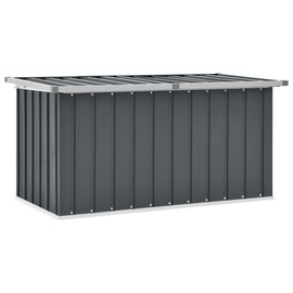 vidaXL Modern Gray Garden Storage Box 50.8X26.4X25.6 in UV Resistant Durable Galvanized Steel Patio Cushion Toy Organizer Outdoor Solution Deck Metal Chest Container Weather Rectangular