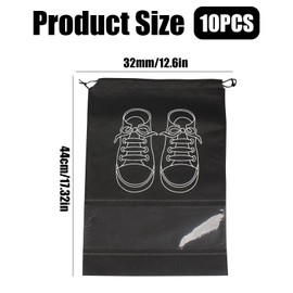 Pack of 10 Travel Shoe Bags, Dustproof Shoe Bags Travel with Transparent Window, Travel Shoe Bag, Shoe Bag Organiser for Suitcase, Travel, Sports & Camping, Shoe Bags, Easy to Carry and Store, black