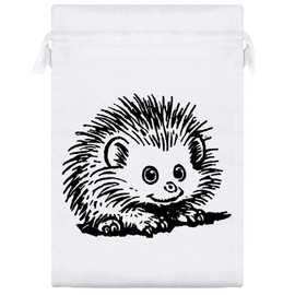 25cm 'African Pygmy Hedgehog' Satin Drawstring Bag/Pouch (SB00090200)