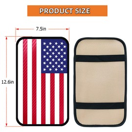 AICEL Car Center Console Pad, American Flag Car Armrest Seat Box Cover Protector, Carbon Fiber PU Leather Armrest Cover, Auto Patriotism Interior Accessories Fit for Most Vehicle, SUV, Truck