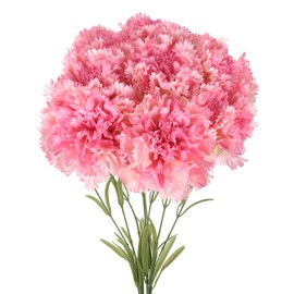 IPOPU Pink Carnations Artificial Flowers 8pcs Large Fake Carnations Pink Flowers 23.6" Long Stem Artificial Flowers for Tall Vase Pink Home Decor Mother's Day Wedding Bouquets for Bride (Pink)